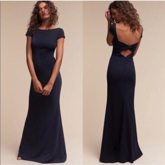 BHLDN Madison Maxi Dress Gown by Katie May Size 0 Navy - Picture 3 of 9